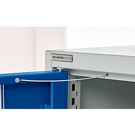 Schäfer Shop Genius Schwerlastschrank FS, Stahlblech, mit Sichtfenster, B 1055 x T 520 x H 1950 mm, 5 OH, lichtgrau/enzianblau, bis 1000 kg