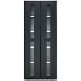 Schäfer Shop Genius Schwerlastschrank FS, Stahlblech, mit Sichtfenster, B 1055 x T 520 x H 1950 mm, 5 OH, weißalu/anthrazitgrau, bis 1000 kg