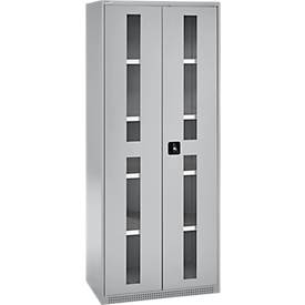 Schäfer Shop Genius Schwerlastschrank FS, Stahlblech, mit Sichtfenster, B 1055 x T 520 x H 1950 mm, 5 OH, weißalu, bis 1000 kg