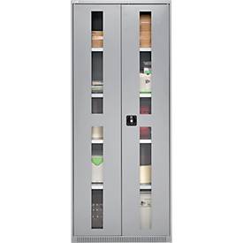 Schäfer Shop Genius Schwerlastschrank FS, Stahlblech, mit Sichtfenster, B 1055 x T 520 x H 1950 mm, 5 OH, weißalu, bis 1000 kg