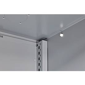 Schäfer Shop Genius Schwerlastschrank FS, Stahlblech, mit Sichtfenster, B 1055 x T 520 x H 1950 mm, 5 OH, weißalu, bis 1000 kg