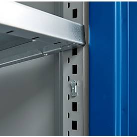 Schäfer Shop Genius Schwerlastschrank FS, Stahlblech, mit Sichtfenster, B 1055 x T 520 x H 1950 mm, 5 OH, weißalu/enzianblau, bis 1000 kg