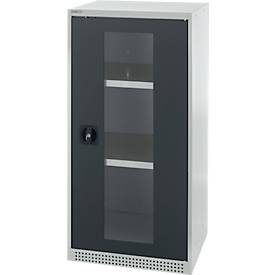 Schäfer Shop Genius Sichttürschrank FS, 3 OH, abschließbar, 2 Fachböden, bis 250 kg, B 545 mm, Stahl, lichtgrau RAL 7035/anthrazitgrau RAL 7016