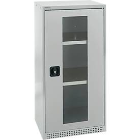Schäfer Shop Genius Sichttürschrank FS, 3 OH, abschließbar, 2 Fachböden, bis 250 kg, B 545 mm, Stahl, lichtgrau RAL 7035/lichtgrau RAL 7035