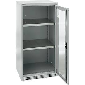 Schäfer Shop Genius Sichttürschrank FS, 3 OH, abschließbar, 2 Fachböden, bis 250 kg, B 545 mm, Stahl, lichtgrau RAL 7035/lichtgrau RAL 7035
