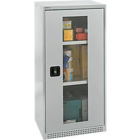 Schäfer Shop Genius Sichttürschrank FS, 3 OH, abschließbar, 2 Fachböden, bis 250 kg, B 545 mm, Stahl, lichtgrau RAL 7035/lichtgrau RAL 7035