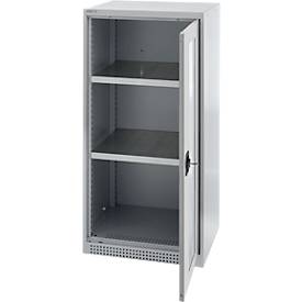 Schäfer Shop Genius Sichttürschrank FS, 3 OH, abschließbar, 2 Fachböden, bis 250 kg, B 545 mm, Stahl, weißaluminium RAL 9006/weißaluminium RAL 9006