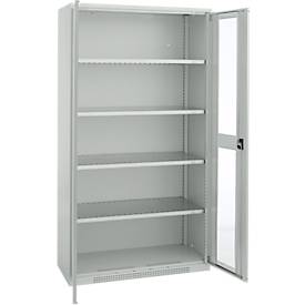 Schäfer Shop Genius Sichttürschrank FS, 5 OH, abschließbar, 4 Fachböden, bis 450 kg, B 1055 mm, Stahl, lichtgrau RAL 7035/lichtgrau RAL 7035