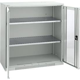 Schäfer Shop Genius Sichttürschrank FS, Stahl, mit Belüftungslöchern, B 1055 x T 420 x H 1105 mm, 3 OH, lichtgrau/lichtgrau, bis 450 kg