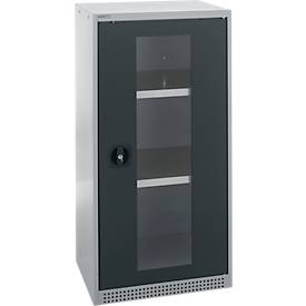 Schäfer Shop Genius Sichttürschrank FS, Stahl, mit Belüftungslöchern, B 545 x T 430 x H 1105 mm, 3 OH, weißaluminium/anthrazitgrau, bis 250 kg