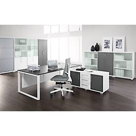 Schäfer Shop Genius Sideboard, 3 Schübe & 2 Türen, Metallgriffe, B 1200 x T 500 mm, Höhe wahlweise 600 oder 720 mm, diverse Dekore