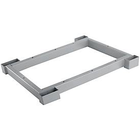Schäfer Shop Genius Socle en acier TETRIS WOOD, en retrait, pour étagères/armoires de l. 400 mm, alu blanc