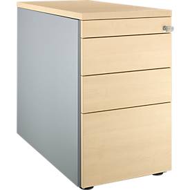 Schäfer Shop Genius sokkel 1336, met greepgleuf, B 435 x H 717 mm, wit/aluminium/mapeldoorn decor