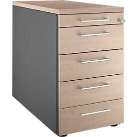 Schäfer Shop Genius Standcontainer 13333, mit Griff eckig, B 435 x H 717 mm, anthrazit/Eiche-Dekor