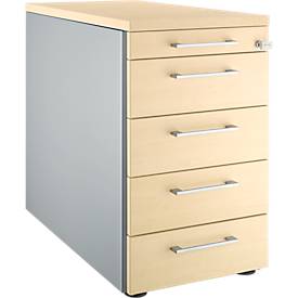 Schäfer Shop Genius Standcontainer 13333, mit Griff eckig, B 435 x H 717 mm, weißalu/weißalu/Ahorn-Dekor