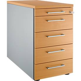 Schäfer Shop Genius Standcontainer 13333, mit Griff eckig, B 435 x H 717 mm, weißalu/weißalu/Buche-Dekor
