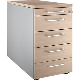 Schäfer Shop Genius Standcontainer 13333, mit Griff eckig, B 435 x H 717 mm, weißalu/weißalu/Eiche-Dekor
