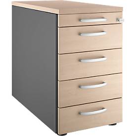 Schäfer Shop Genius Standcontainer 13333, mit Griff rund, B 435 x H 717 mm, Eiche-Dekor/anthrazit