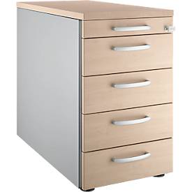 Schäfer Shop Genius Standcontainer 13333, mit Griff rund, B 435 x H 717 mm, Eiche-Dekor/weißalu