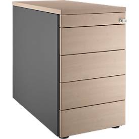 Schäfer Shop Genius Standcontainer 13333, mit Griffnut, B 435 x H 717 mm, anthrazit/Eiche-Dekor