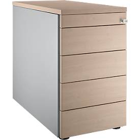 Schäfer Shop Genius Standcontainer 13333, mit Griffnut, B 435 x H 717 mm, weißalu/weißalu/Eiche-Dekor