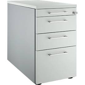 Schäfer Shop Genius Standcontainer 1336, mit Griff eckig, B 435 x H 717 mm, weißalu/lichtrau/lichtgrau