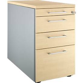 Schäfer Shop Genius Standcontainer 1336, mit Griff eckig, B 435 x H 717 mm, weißalu/weißalu/Ahorn-Dekor