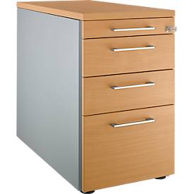 Schäfer Shop Genius Standcontainer 1336, mit Griff eckig, B 435 x H 717 mm, weißalu/weißalu/Buche-Dekor