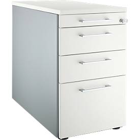 Schäfer Shop Genius Standcontainer 1336, mit Griff eckig, B 435 x H 717 mm, weißalu/weißalu/weiß
