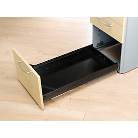 Schäfer Shop Genius Standcontainer 1336, mit Griff rund, B 435 x H 717 mm, weißalu/weißalu/Ahotn-Dekor