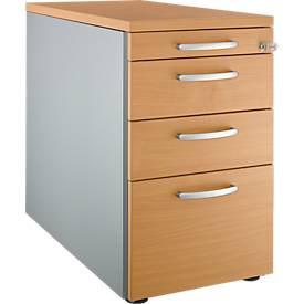 Schäfer Shop Genius Standcontainer 1336, mit Griff rund, B 435 x H 717 mm, weißalu/weißalu/Buche-Dekor