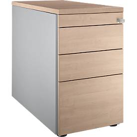 Schäfer Shop Genius Standcontainer 1336, mit Griffnut, B 435 x H 717 mm, weißalu/weißalu/Eiche-Dekor