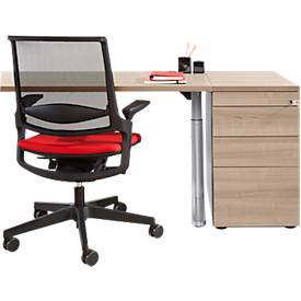 Schäfer Shop Genius Standcontainer 1336, mit Griffnut, B 435 x H 717 mm, weißalu/weißalu/Eiche-Dekor