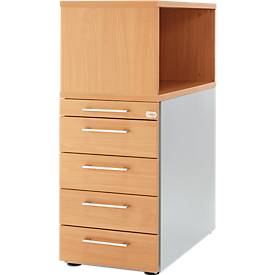 Schäfer Shop Genius Standcontainer mit Aufsatzregal, abschließbar, eckiger Griff, buche