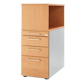 Schäfer Shop Genius Standcontainer mit Aufsatzregal, abschließbar, eckiger Griff, buche