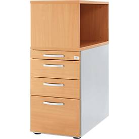 Schäfer Shop Genius Standcontainer mit Aufsatzregal, abschließbar, runder Griff, Buche