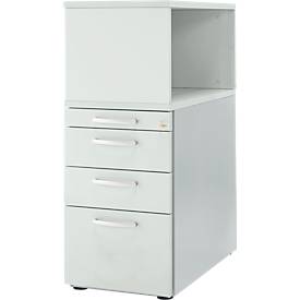 Schäfer Shop Genius Standcontainer mit Aufsatzregal, abschließbar, runder Griff, lichtgrau