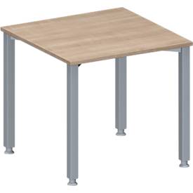 Schäfer Shop Genius Table de conférence MODENA FLEX, carrée, 4 pieds en tube carré, L 800 x P 800 x H 720-840 mm, chêne/aluminium blanc RAL 9006