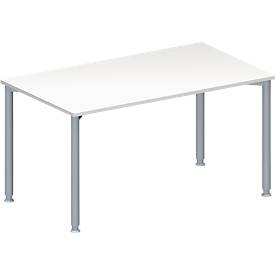 Schäfer Shop Genius Table de réunion MODENA FLEX, hauteur ajustable, en forme de rectangle, 4 pieds avec tubes ronds, l. 1400 x P 800 mm, blanc 