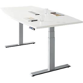 Schäfer Shop Genius Table de réunion MODENA FLEX, hauteur réglable électriquement, forme bateau, pied-T, L 2000 mm 