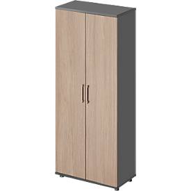 Schäfer Shop Genius TETRIS WOOD draaideurkast, 5 OH, hoogte incl. glijders, B 800 mm, grafiet/eiken