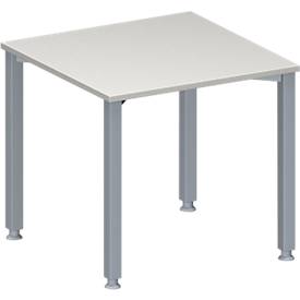 Schäfer Shop Genius vergadertafel MODENA FLEX, vierkant, 4-poots vierkante buis, B 800 x D 800 x H 720-840 mm, lichtgrijs/blank aluminium RAL 9006