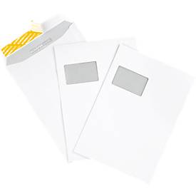Schäfer Shop Genius Versandtaschen, Fenster, haftklebend, 90 g/m², DIN C4, 250 Stück, chlorfrei-weiß