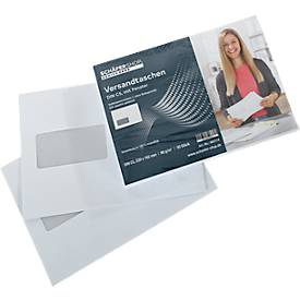 Schäfer Shop Genius Versandtaschen, Format C5, mit Fenster, Haftklebung, Papier, weiß, 50 Stück