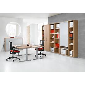 Schäfer Shop Genius Vertikal-Rollladenschrank TETRIS WOOD, 5,5 OH, H 2270 mm, Höhe inkl. Gleiter, lichtgrau