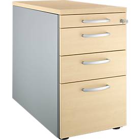 Schäfer Shop Genius voetstuk 1336, met ronde handgreep, B 435 x H 717 mm, wit/aluminium/wit/Ahotn decor
