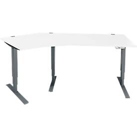 Schäfer Shop Genius Winkelschreibtisch AERO FLEX, elektrisch höhenverstellbar, 135° Winkel links, B 2165 mm, weiß/anthrazit + Memorypanel