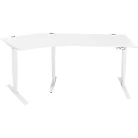Schäfer Shop Genius Winkelschreibtisch AERO FLEX, elektrisch höhenverstellbar, 135° Winkel links, B 2165 mm, weiß/weiß + Memorypanel