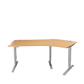 Schäfer Shop Genius Winkelschreibtisch AERO FLEX, elektrisch höhenverstellbar, 135° Winkel rechts, B 2165 mm, Buche/weißalu + Memorypanel