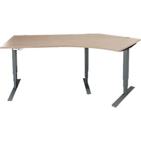 Schäfer Shop Genius Winkelschreibtisch AERO FLEX, elektrisch höhenverstellbar, 135° Winkel rechts, B 2165 mm, Eiche/anthrazit + Memorypanel